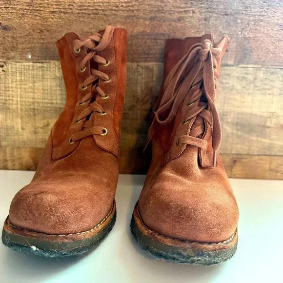 Ugg Australia Sophia Cinnamon Suede Leather Lace Up Heeled Ankle Boots - Picture 4 of 6